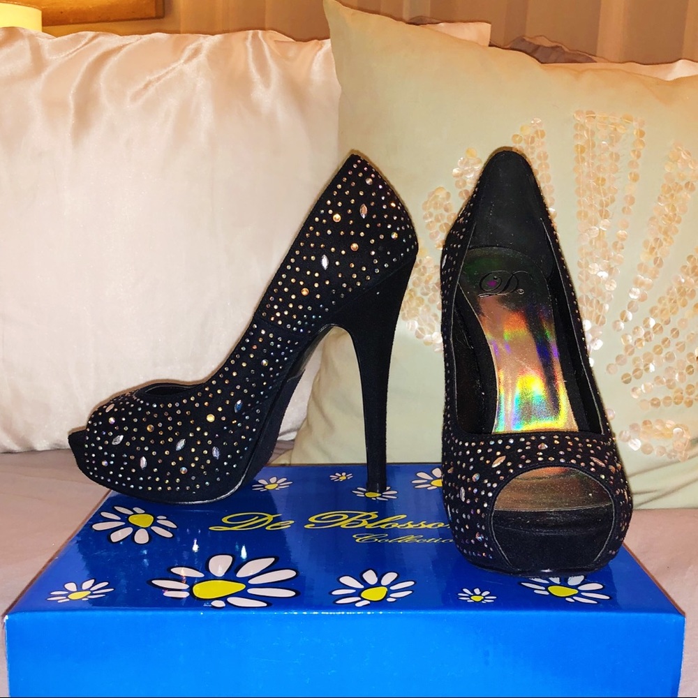 Formal Black Jeweled Heel